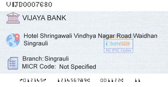 Vijaya Bank SingrauliBranch 