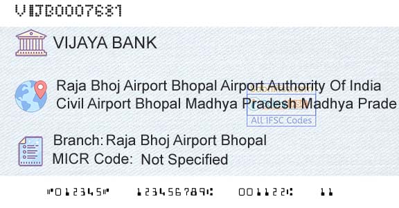 Vijaya Bank Raja Bhoj Airport BhopalBranch 
