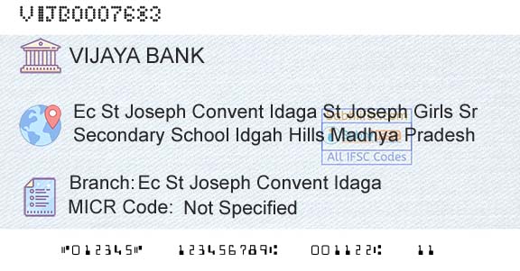 Vijaya Bank Ec St Joseph Convent IdagaBranch 