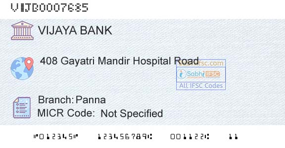 Vijaya Bank PannaBranch 