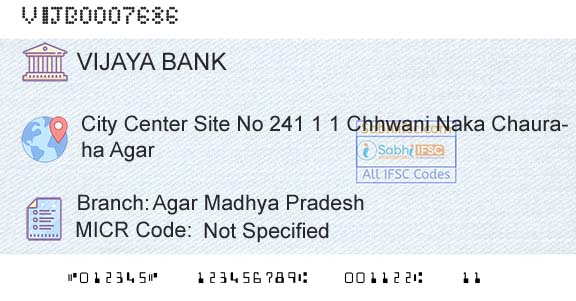 Vijaya Bank Agar Madhya PradeshBranch 
