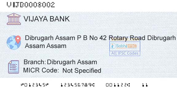 Vijaya Bank Dibrugarh AssamBranch 