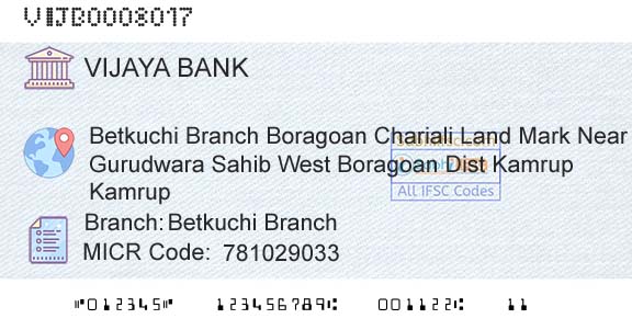 Vijaya Bank Betkuchi BranchBranch 