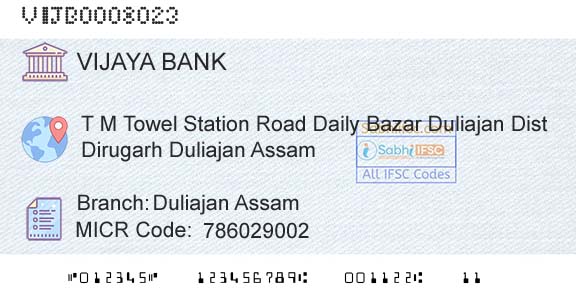 Vijaya Bank Duliajan AssamBranch 