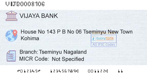 Vijaya Bank Tseminyu NagalandBranch 