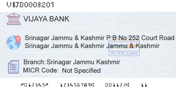 Vijaya Bank Srinagar Jammu KashmirBranch 