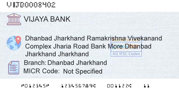 Vijaya Bank Dhanbad JharkhandBranch 