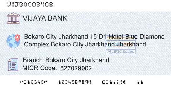Vijaya Bank Bokaro City JharkhandBranch 