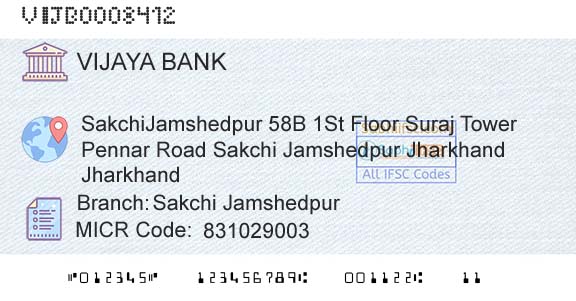 Vijaya Bank Sakchi Jamshedpur Branch 