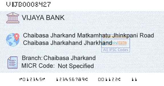 Vijaya Bank Chaibasa JharkandBranch 