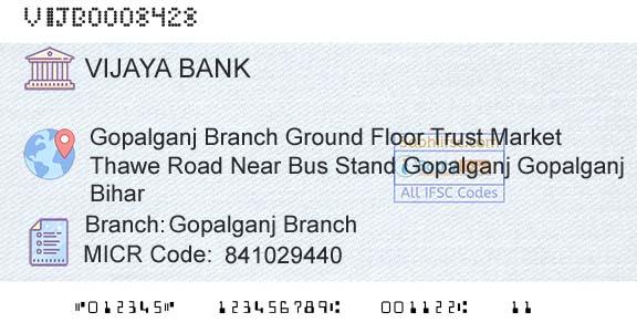 Vijaya Bank Gopalganj BranchBranch 