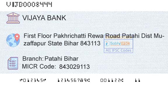 Vijaya Bank Patahi BiharBranch 