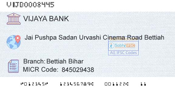 Vijaya Bank Bettiah BiharBranch 