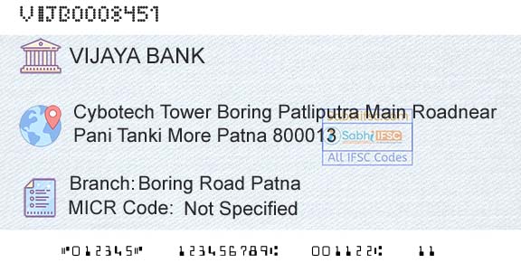 Vijaya Bank Boring Road PatnaBranch 