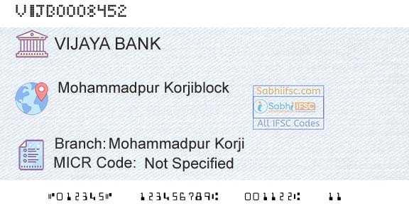 Vijaya Bank Mohammadpur KorjiBranch 