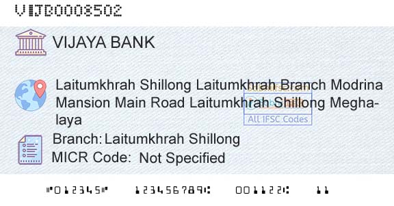 Vijaya Bank Laitumkhrah ShillongBranch 