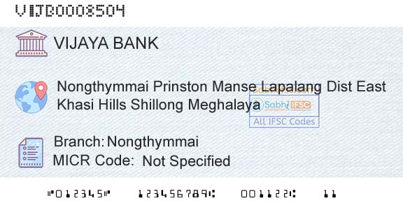 Vijaya Bank NongthymmaiBranch 
