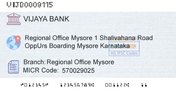 Vijaya Bank Regional Office MysoreBranch 