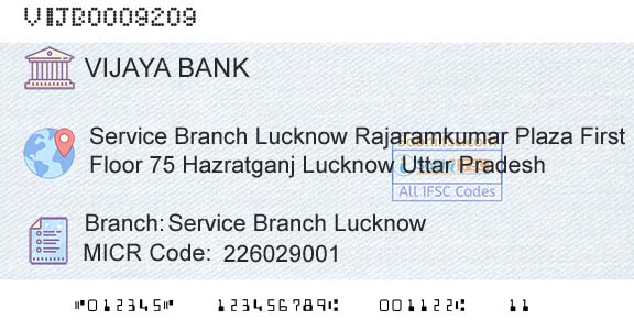 Vijaya Bank Service Branch LucknowBranch 
