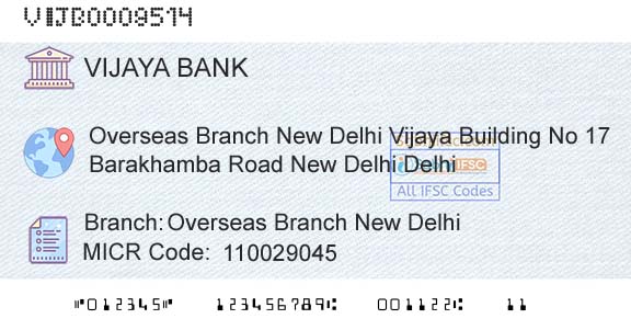 Vijaya Bank Overseas Branch New DelhiBranch 