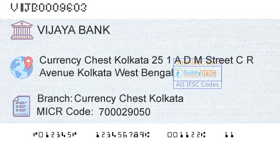 Vijaya Bank Currency Chest KolkataBranch 