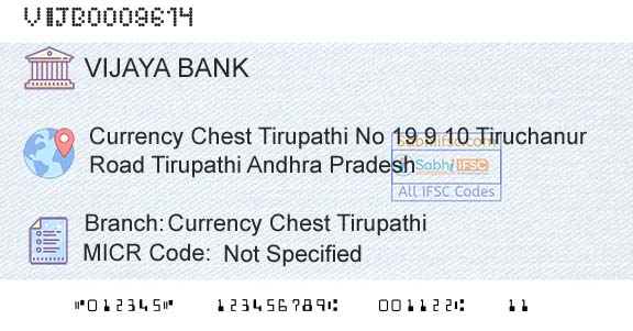 Vijaya Bank Currency Chest TirupathiBranch 
