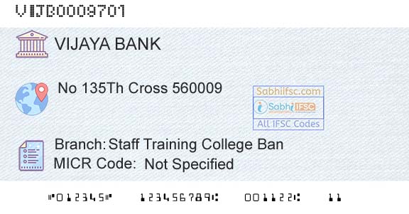 Vijaya Bank Staff Training College BanBranch 
