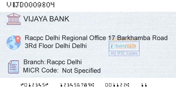 Vijaya Bank Racpc DelhiBranch 