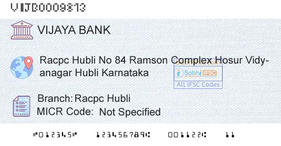 Vijaya Bank Racpc HubliBranch 