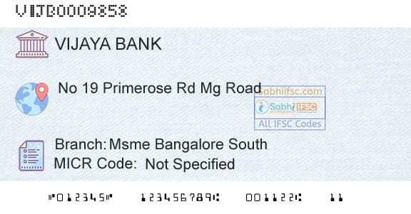 Vijaya Bank Msme Bangalore SouthBranch 