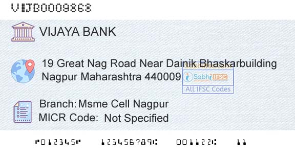 Vijaya Bank Msme Cell NagpurBranch 