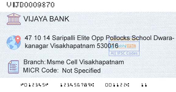 Vijaya Bank Msme Cell VisakhapatnamBranch 