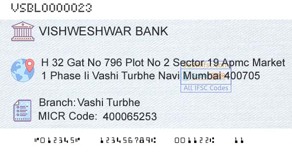 The Vishweshwar Sahakari Bank Limited Vashi TurbheBranch 