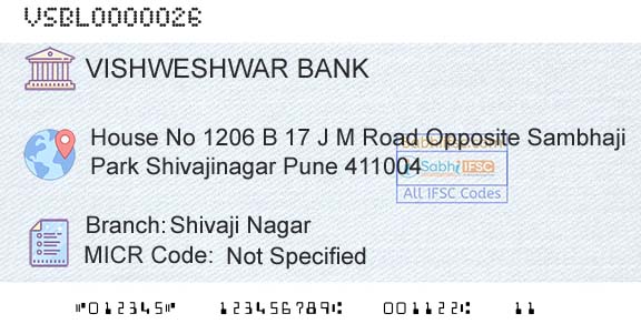 The Vishweshwar Sahakari Bank Limited Shivaji NagarBranch 