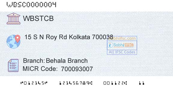 The West Bengal State Cooperative Bank Behala BranchBranch 