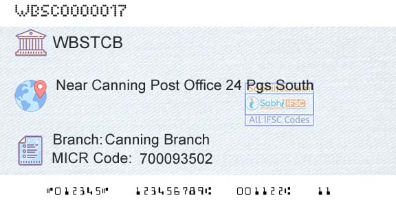 The West Bengal State Cooperative Bank Canning BranchBranch 