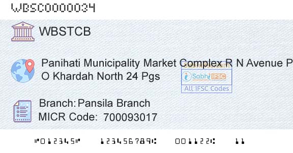 The West Bengal State Cooperative Bank Pansila BranchBranch 