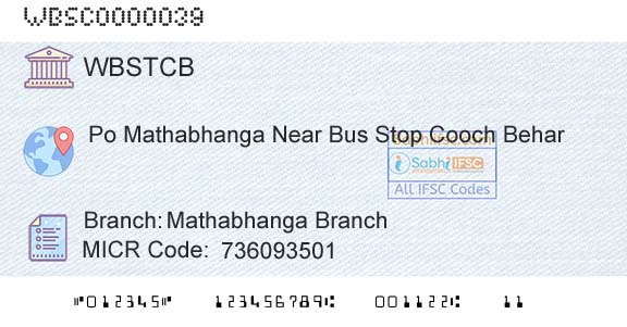 The West Bengal State Cooperative Bank Mathabhanga BranchBranch 