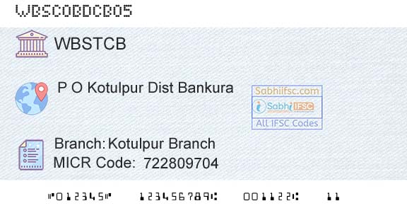 The West Bengal State Cooperative Bank Kotulpur BranchBranch 