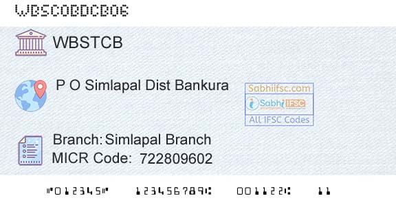 The West Bengal State Cooperative Bank Simlapal BranchBranch 