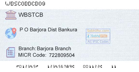 The West Bengal State Cooperative Bank Barjora BranchBranch 