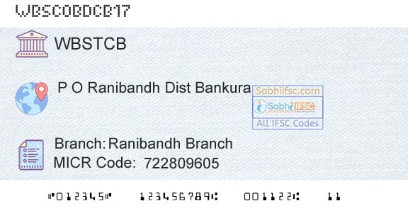 The West Bengal State Cooperative Bank Ranibandh BranchBranch 