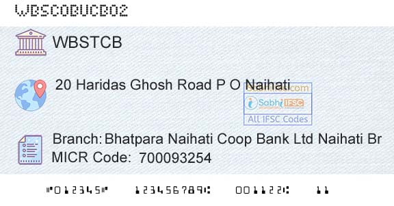 The West Bengal State Cooperative Bank Bhatpara Naihati Coop Bank Ltd Naihati BrBranch 