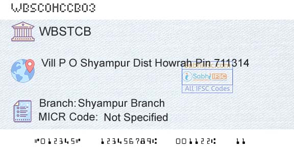 The West Bengal State Cooperative Bank Shyampur BranchBranch 