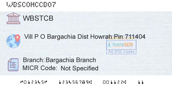 The West Bengal State Cooperative Bank Bargachia BranchBranch 