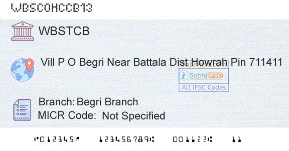 The West Bengal State Cooperative Bank Begri BranchBranch 