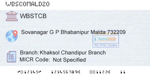 The West Bengal State Cooperative Bank Khaksol Chandipur BranchBranch 