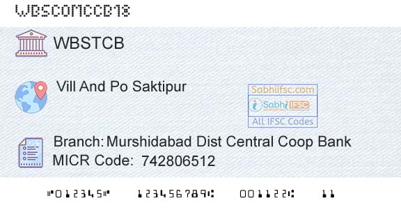The West Bengal State Cooperative Bank Murshidabad Dist Central Coop BankBranch 