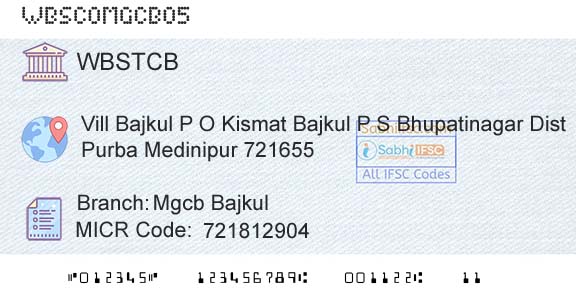 The West Bengal State Cooperative Bank Mgcb BajkulBranch 