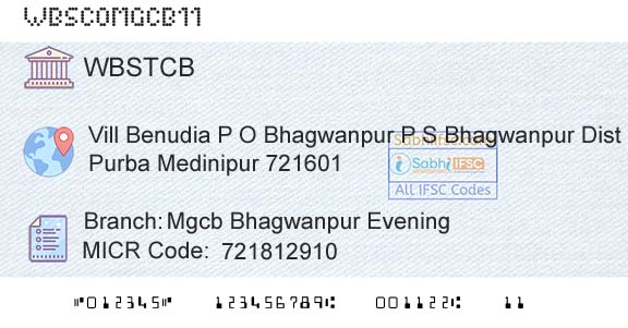 The West Bengal State Cooperative Bank Mgcb Bhagwanpur EveningBranch 
